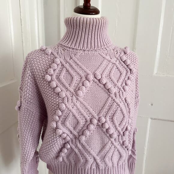 Forever 21 Pom Pom Lavender Turtleneck Sweater - Picture 2 of 5